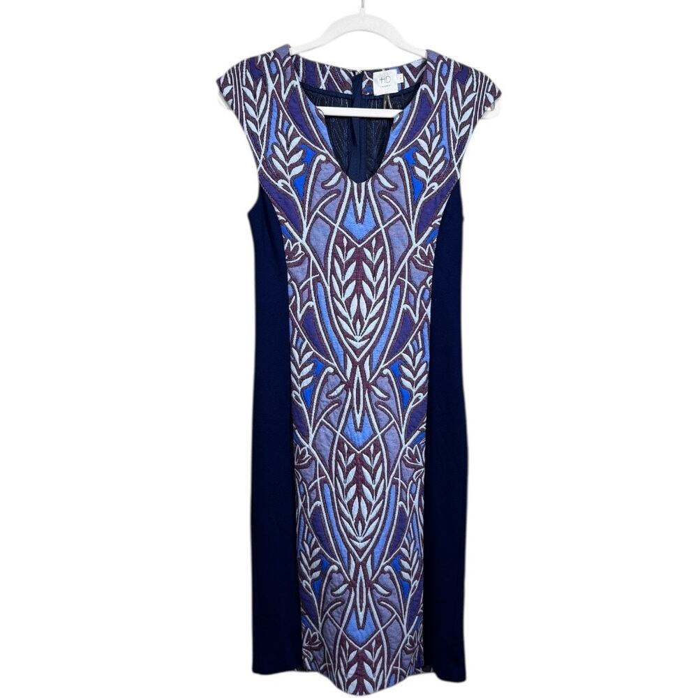 Anthro HD Paris CLEO Jacquard Sheath Notch V Neck Dress - Size XS